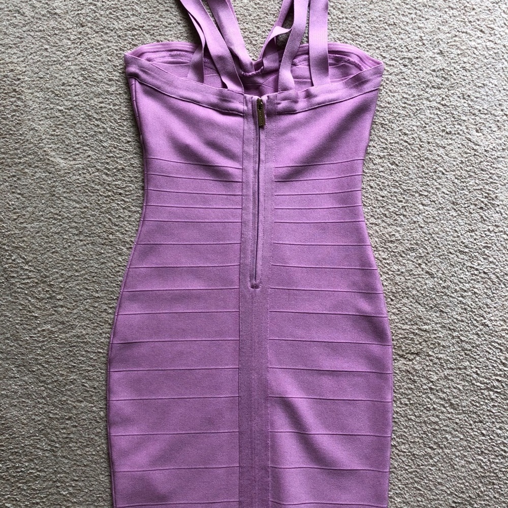 Marciano Clementine Halter Bandage Dress Lavender Purple Pink Strap Fitted S New - Picture 9 of 9